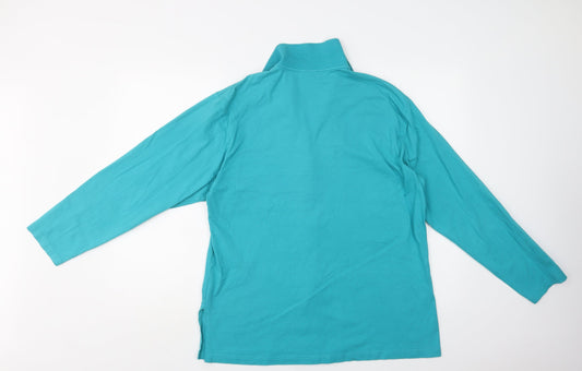 3 Suisses Womens Blue Cotton Basic Button-Up Size 14 Collared