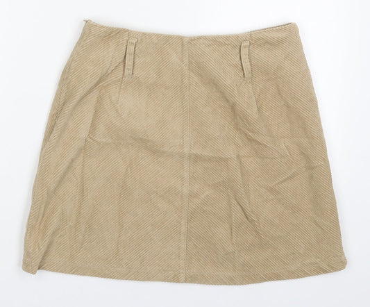 Denim Co Womens Beige Cotton Mini Skirt Size 10 Zip