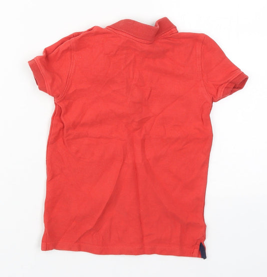 Primark Boys Red Cotton Basic Polo Size 5-6 Years Collared Pullover