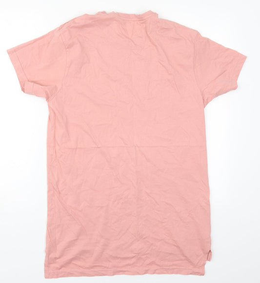 Cedar Wood State Mens Pink Cotton T-Shirt Size M Crew Neck - Distressed Look