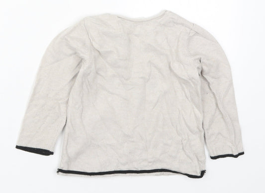 H&M Girls Beige Round Neck Cotton Pullover Jumper Size 2 Years Pullover - Bear