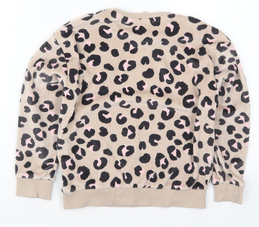 Marks and Spencer Girls Brown Animal Print Polyester Top Pyjama Top Size 8-9 Years Pullover