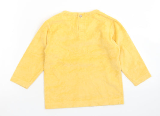 Kids Minis Girls Yellow Cotton Basic T-Shirt Size 3 Years Crew Neck Button