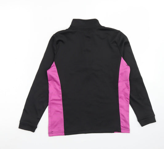Crane Girls Black Colourblock Polyester Pullover Sweatshirt Size 9-10 Years Zip