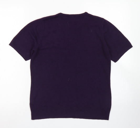 hs Womens Purple Crew Neck Acrylic Pullover Jumper Size 14