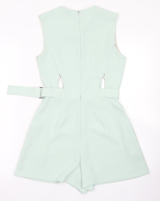 Topshop Womens Blue Polyester Playsuit One-Piece Size 4 Zip - cut outs
