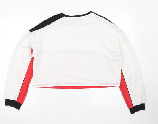 915 Generation Girls Red Colourblock Cotton Pullover Sweatshirt Size 14-15 Years - Croppeed