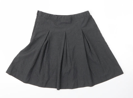 Very Girls Grey Viscose Pleated Skirt Size 11 Years Regular Zip