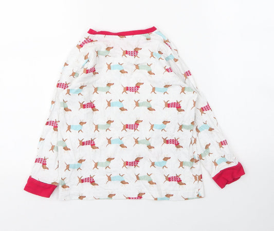Matalan Girls White Solid Cotton Top Pyjama Top Size 7 Years - Christmas
