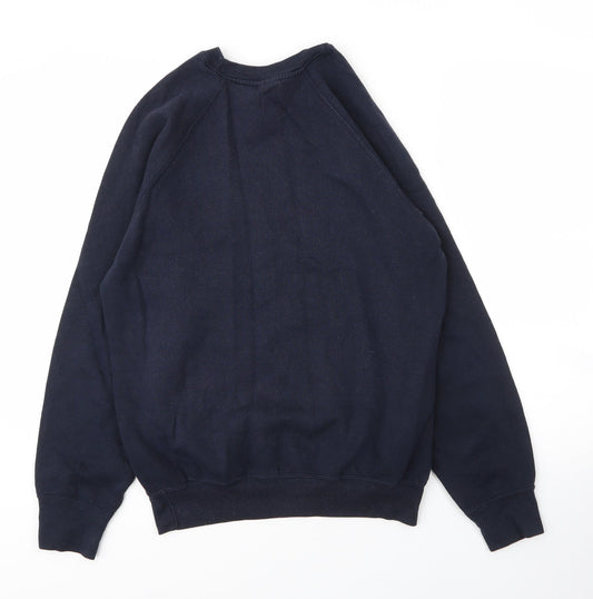 Russell Mens Blue Round Neck  Cotton Pullover Jumper Size S