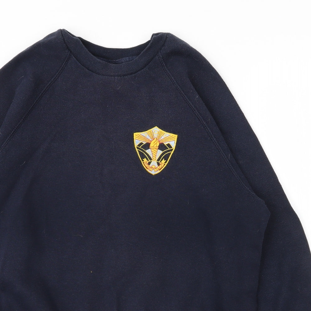 Russell Mens Blue Round Neck Cotton Pullover Jumper Size S