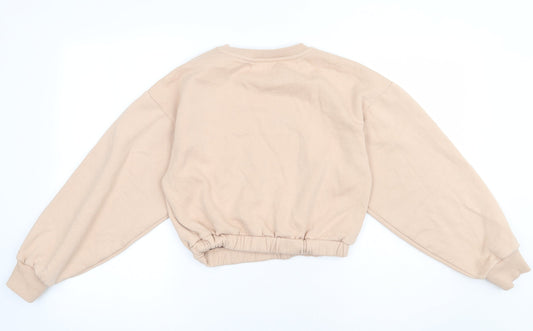 Matalan Girls Beige Polyester Pullover Sweatshirt Size 13 Years Pullover - Just be you, cropped