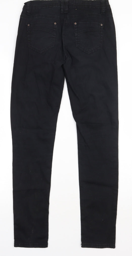 bliss Womens Black Cotton Straight Jeans Size 8 L32 in Regular Button