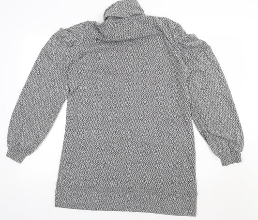 Boohoo Womens Grey Polyester A-Line Size 12 Roll Neck Pullover