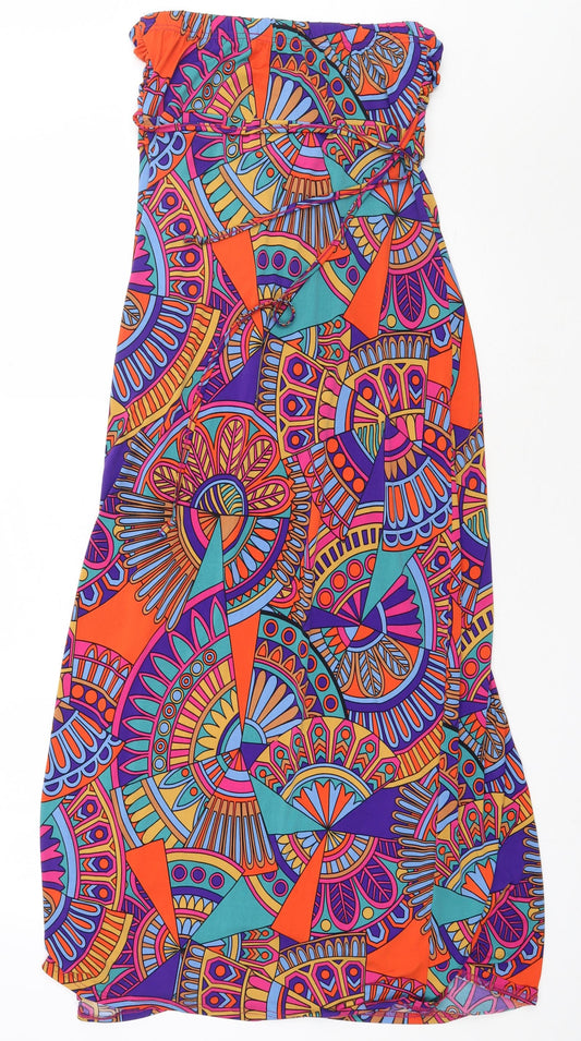 sel3ct Womens Multicoloured Geometric Polyester A-Line Size 12 Off the Shoulder Pullover