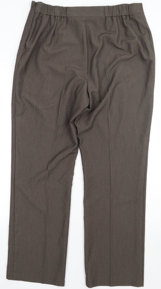Marks and Spencer Womens Green Polyester Trousers Size 14 L30 in Regular