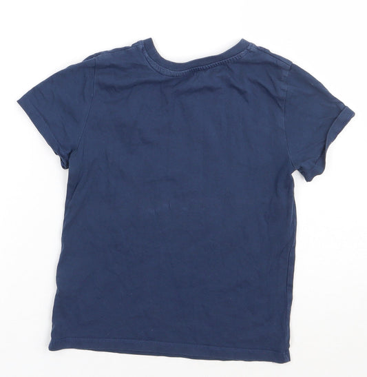 H&M Boys Blue Cotton Basic T-Shirt Size 3-4 Years Crew Neck Pullover - lego