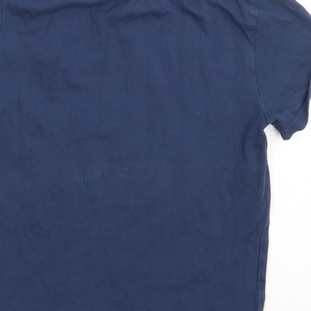 H&M Boys Blue Cotton Basic T-Shirt Size 3-4 Years Crew Neck Pullover - lego