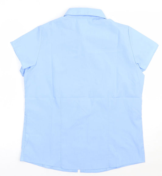 Marks and Spencer Boys Blue Polyester Basic Button-Up Size 14 Years Collared Button - school Wear
