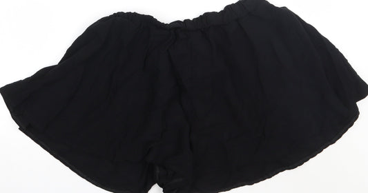 amesun Womens Black Cotton Paperbag Shorts Size 4XL Regular