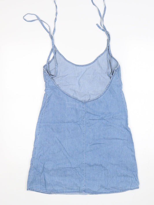 ASOS Womens Blue Cotton Basic Tank Size 8 Round Neck