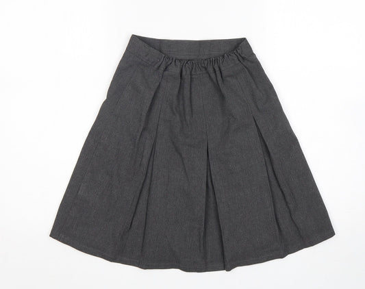 M&S Girls Grey Polyester A-Line Skirt Size 9-10 Years Regular