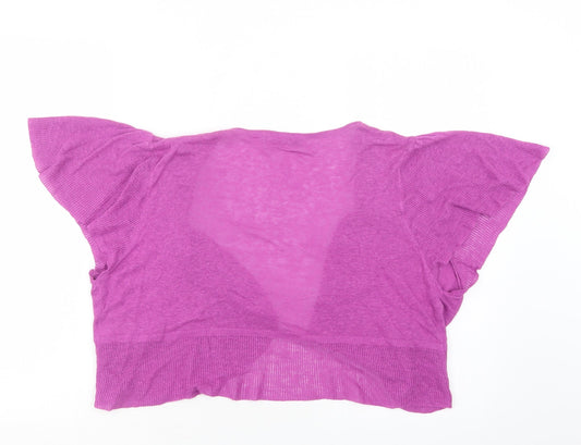 M&S Womens Purple Collared Linen Shrug Jumper Size 18