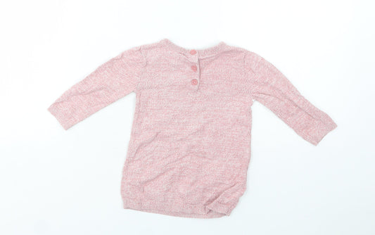 TU Baby Pink Striped Cotton Pullover Jumper Size 3-6 Months Button