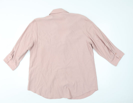 B.B. Womens Pink Viscose Basic Button-Up Size XL Collared