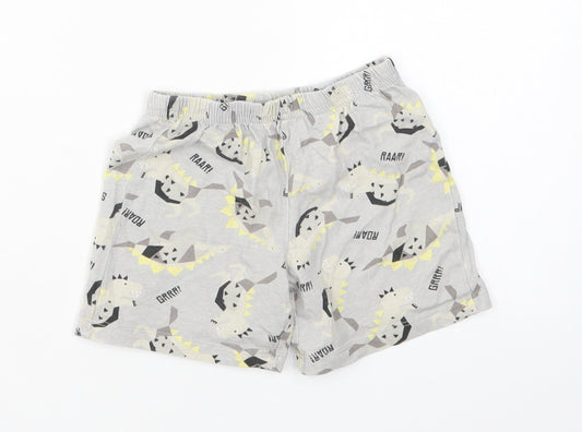 Preworn Boys Grey Geometric Cotton Robe & Gown Set Size 2 Years - Dinosaur Print