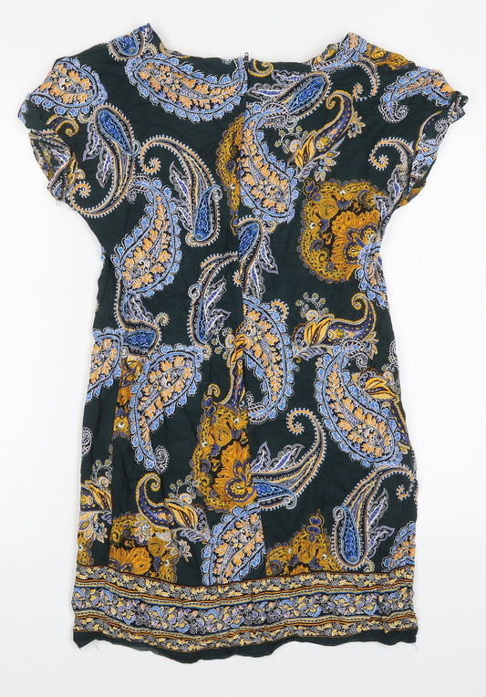 Dorothy Perkins Womens Multicoloured Paisley Viscose Mini Size 8 Round Neck Zip