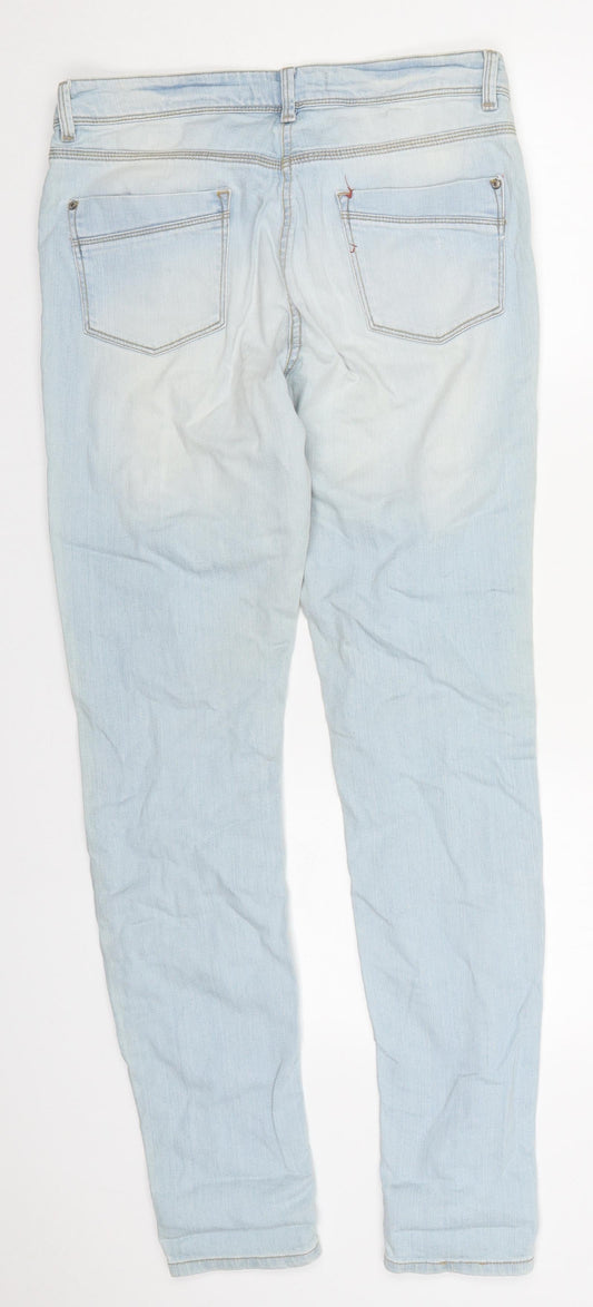 Papaya Womens Blue Cotton Skinny Jeans Size 10 L31 in Regular Button