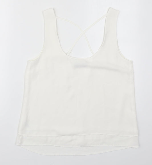 Oasis Womens White Polyester Basic Tank Size 12 Scoop Neck