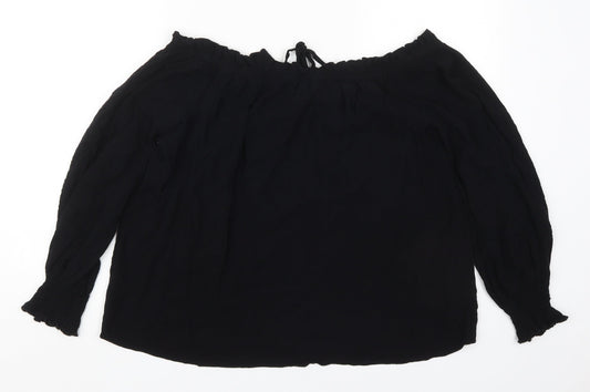 Select Womens Black Viscose Basic Blouse Size 16 Off the Shoulder