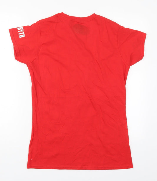 Preworn Womens Red Cotton Basic T-Shirt Size L Crew Neck - Cymru Wales