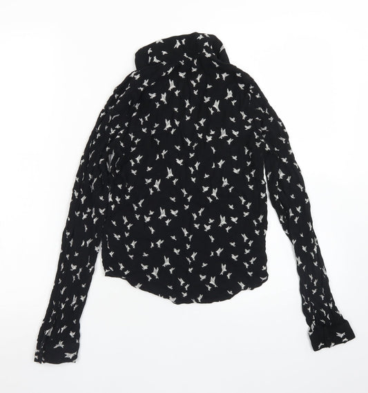 Divided Womens Black Floral Viscose Basic Blouse Size 6 V-Neck