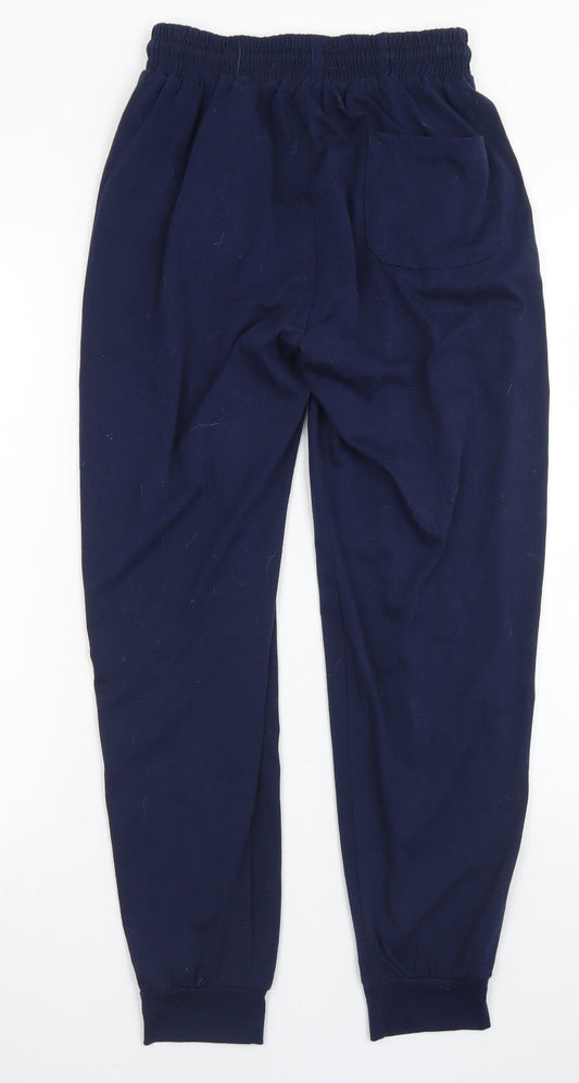 Howiton Womens Blue Cotton Jogger Trousers Size S L25 in Regular Drawstring