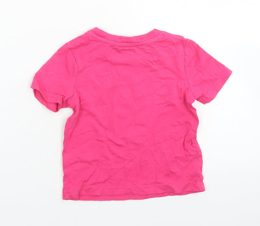George Boys Pink Cotton Basic T-Shirt Size 12-18 Months Crew Neck