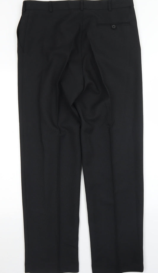 Preworn Mens Black Polyester Dress Pants Trousers Size 36 in L30 in Regular Button