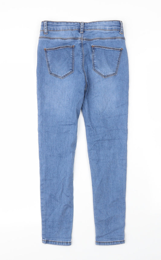 Primark Girls Blue Cotton Skinny Jeans Size 9 Months L22 in Regular Zip
