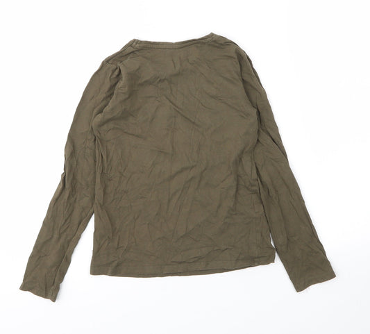 Primark Girls Green Cotton Basic T-Shirt Size 9 Years Round Neck