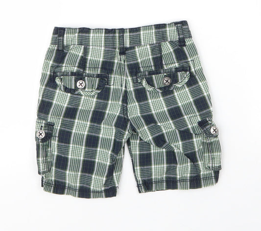 Gatti Boys Green Plaid Cotton Capri Trousers Size 12 Months Zip
