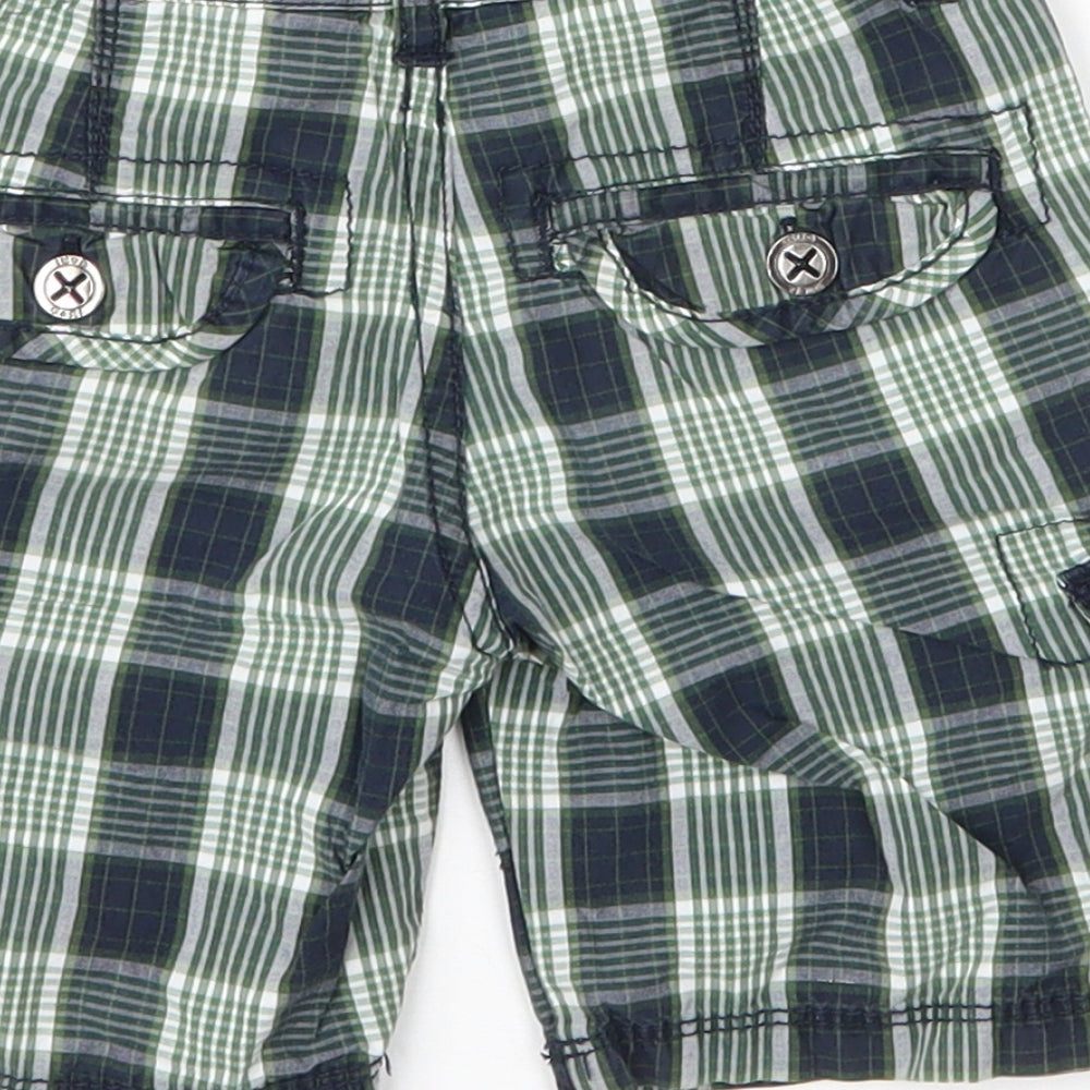 Gatti Boys Green Plaid Cotton Capri Trousers Size 12 Months Zip