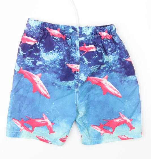 Hullabaloo Boys Blue Polyester Sweat Shorts Size 5 Years Regular Drawstring