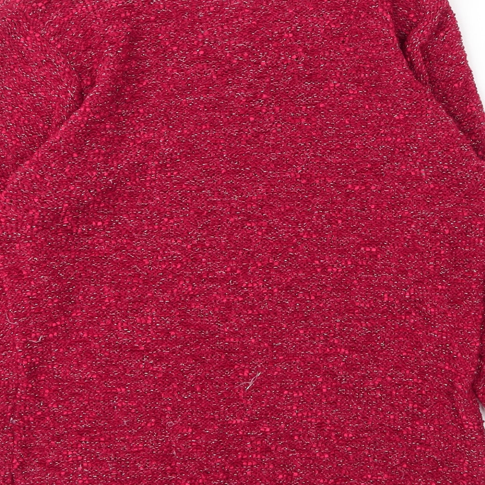 BM Collection Womens Red Polyester Basic Blouse Size M V-Neck