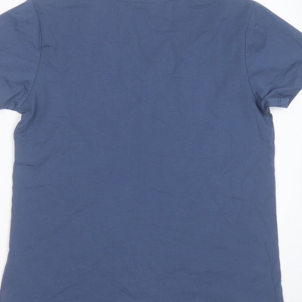 LA Gear Womens Blue Polyester Basic T-Shirt Size 10 V-Neck