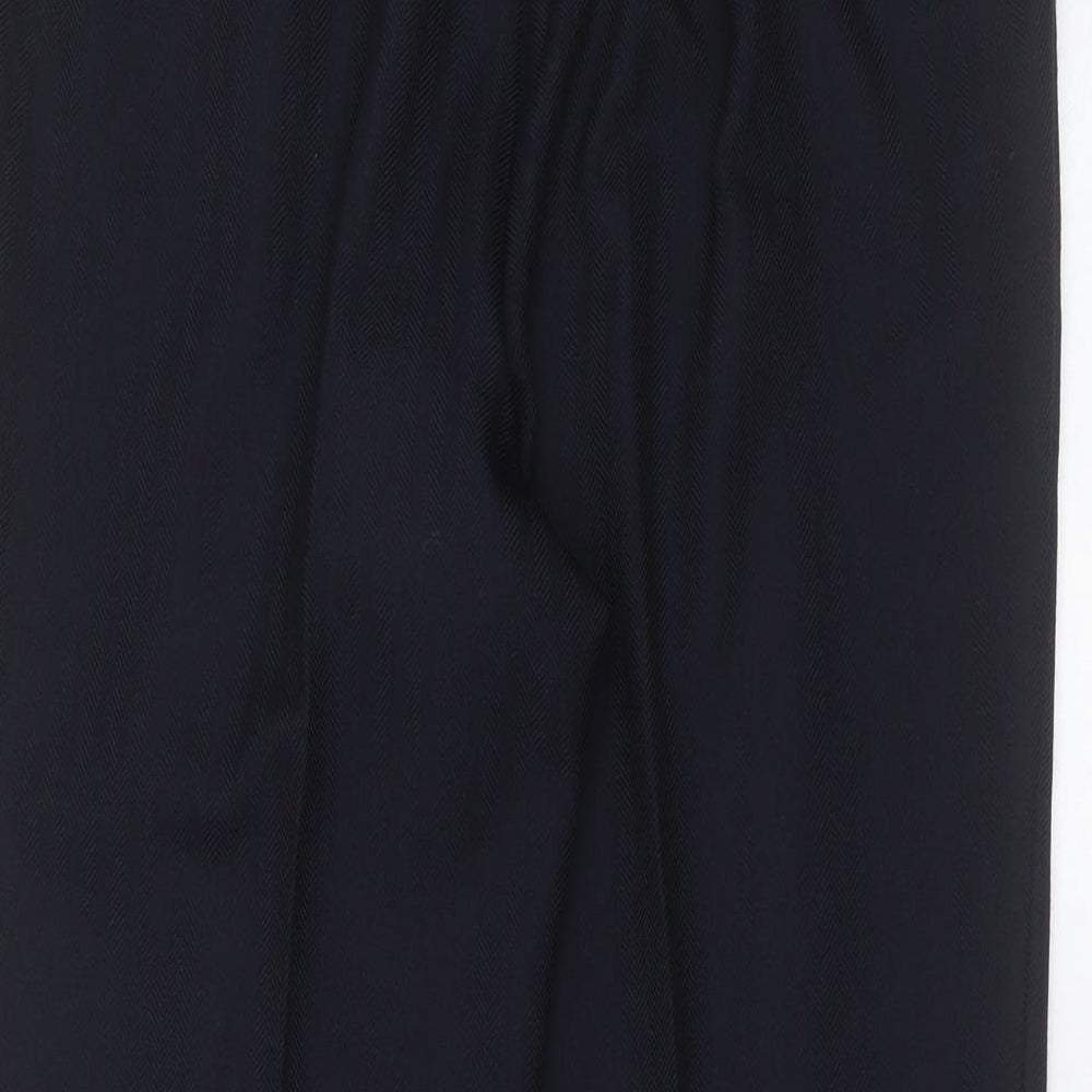 Marks and Spencer Womens Blue Herringbone Polyester Trousers Size 14 L26 in Regular - short Leg