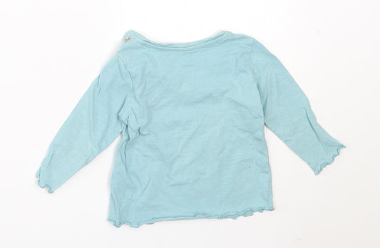Primark Girls Blue Cotton Basic T-Shirt Size 6-9 Months Round Neck
