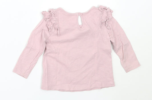 Primark Girls Pink Cotton Basic T-Shirt Size 6-9 Months Round Neck