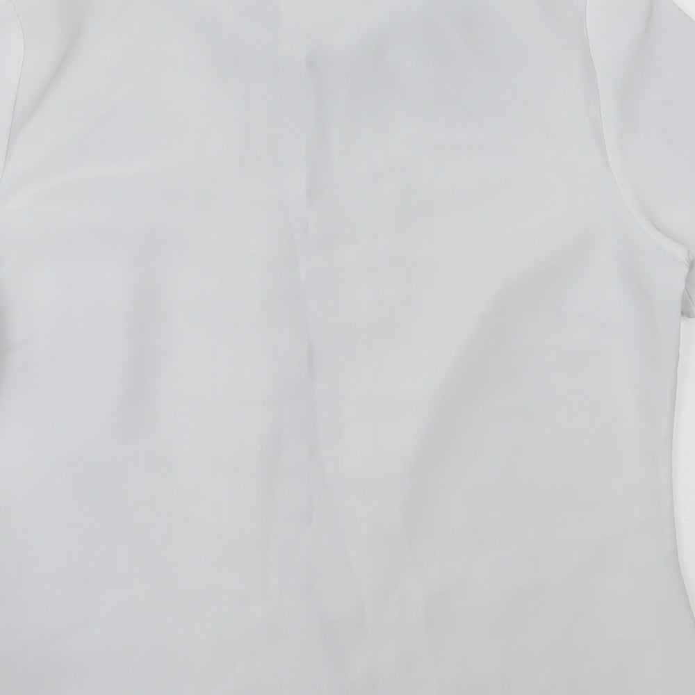 BM Collection Womens Grey Polyester Basic Button-Up Size 12 Collared